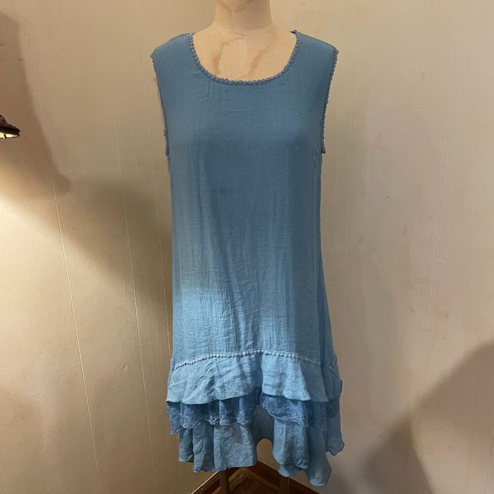 ADORN Lagenlook Fairycore Mermaid Romantic Lace ruffled DRESS XL